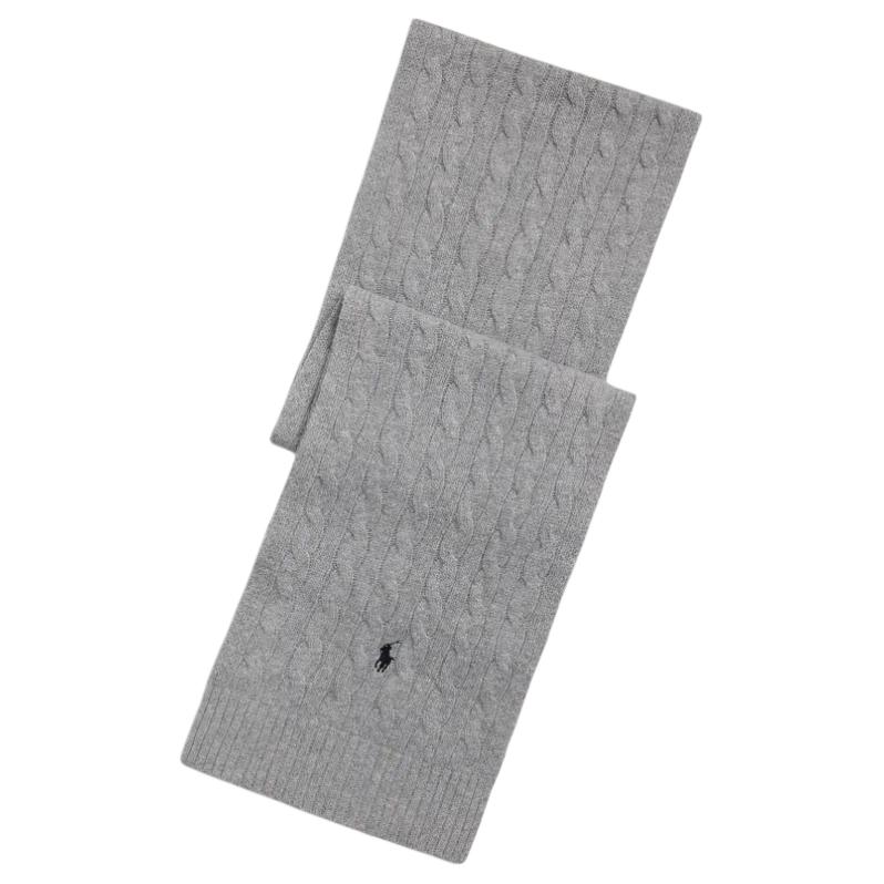 

Polo Ralph Lauren Шерстяной вязаный шарф с нейлоном мужской серый, Gray