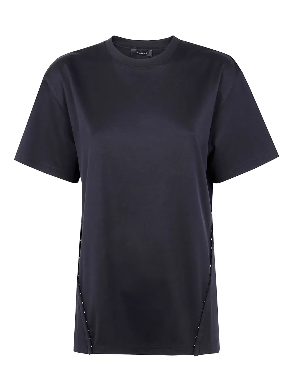 

Хлопковая футболка с металлической отделкой Mugler, черный