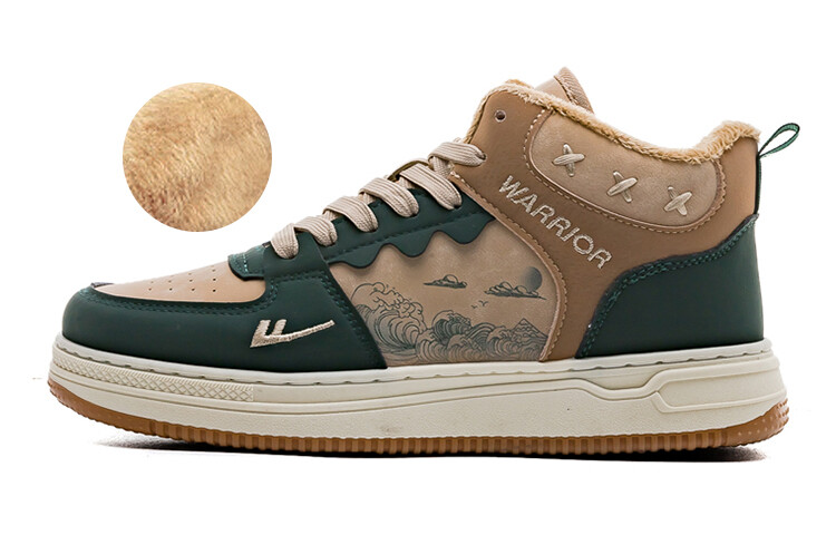 

Кроссовки WARRIOR Skateboarding Shoes Unisex High-top Mikachi Dark Green, хаки