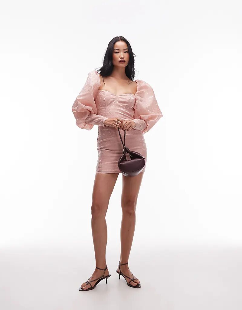 

Мини-платье с рукавами-фонариками и манжетами ASOS ARCHIVE в темно-розовом цвете