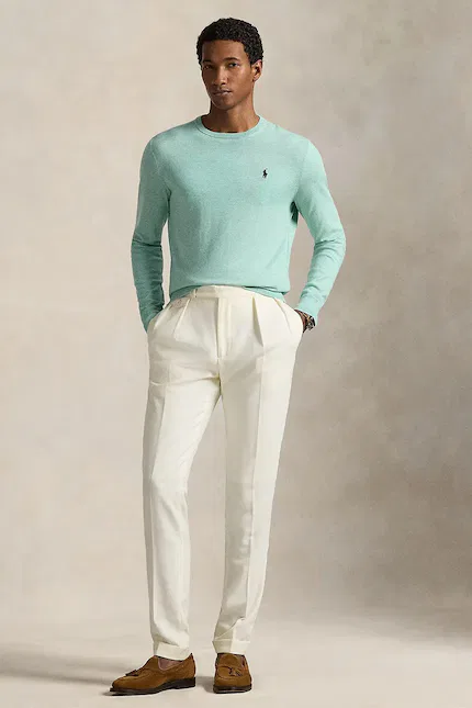 Свитер из тонкого трикотажа Polo Ralph Lauren, бирюзовый — фото 3