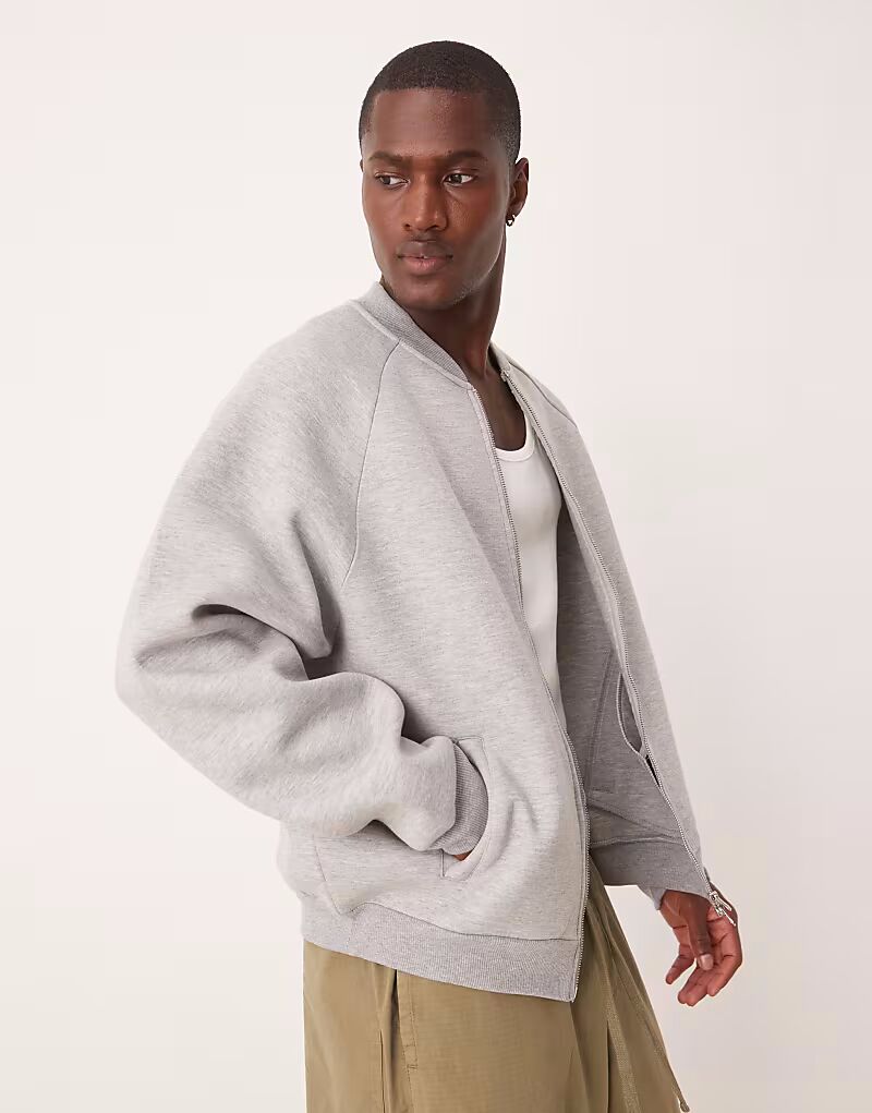 

Толстая куртка-бомбер ASOS DESIGN с рукавами реглан и водолазным узором серого меланжевого цвета, Серый, Толстая куртка-бомбер ASOS DESIGN с рукавами реглан и водолазным узором серого меланжевого цвета
