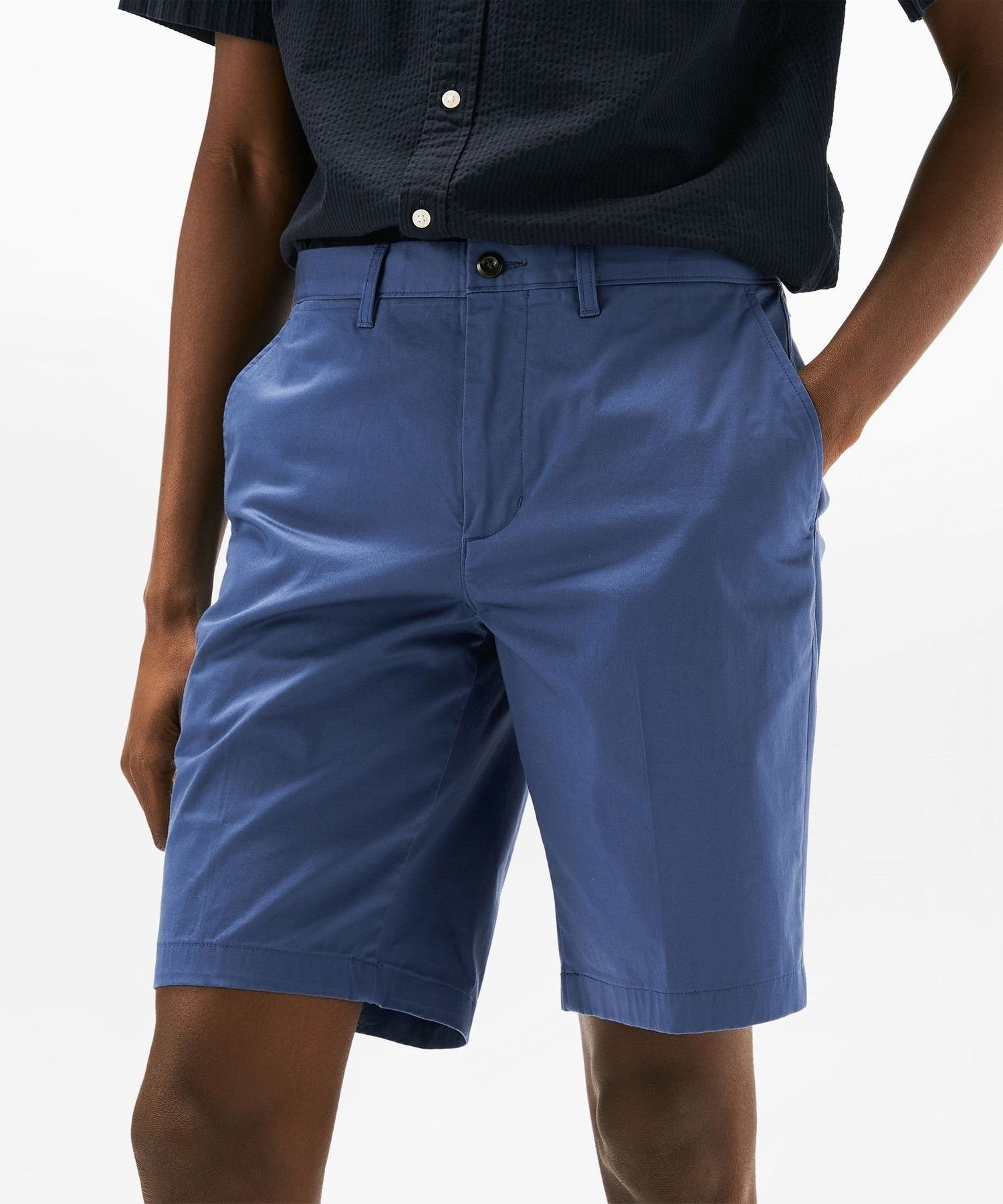 Шорты из хлопкового атласа TOMMY HILFIGER, Blue C4Y — фото 3