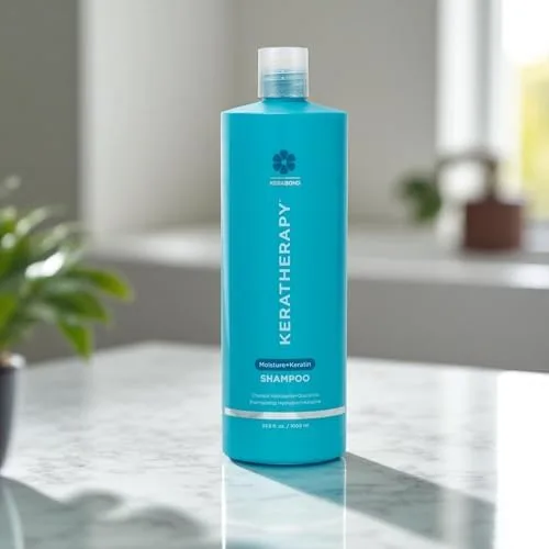 KERATHERAPY Keratin Infused Moisture Shampoo, 1000 мл - увлажняющий шампунь против пушистости для жирных корней и сухих кончиков с Kerabond Technology, алоэ вера и ивовой корой, без сульфатов и парабенов — фото 2