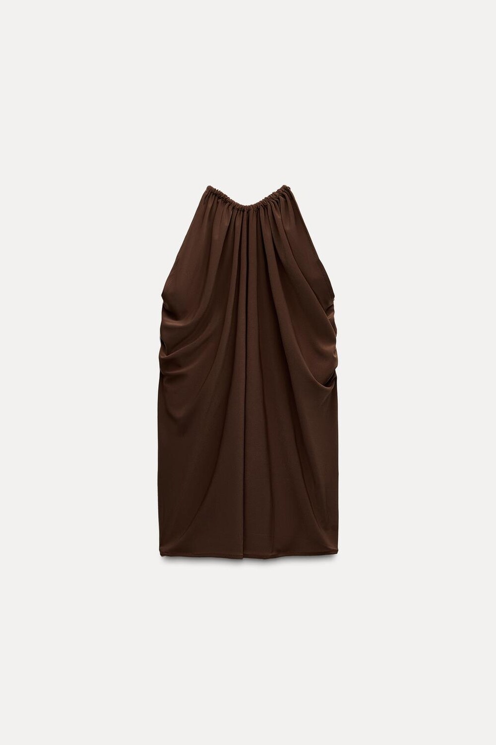 

Драпированный топ-халтер ZARA, цвет chocolate