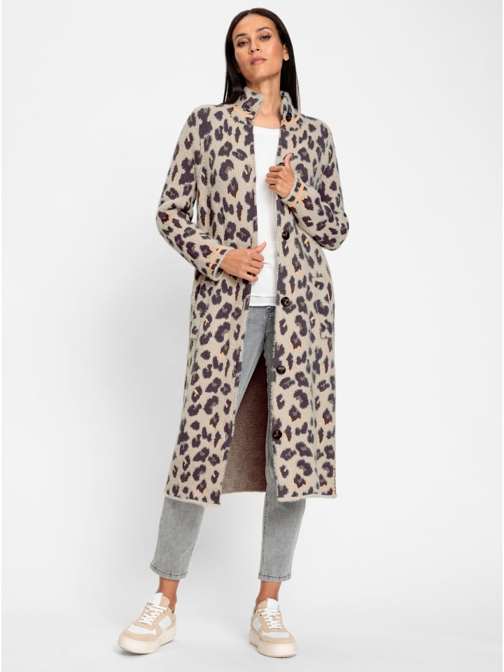 

Вязаное пальто в цвете слоновой кости и серо-коричневого цвета Heine