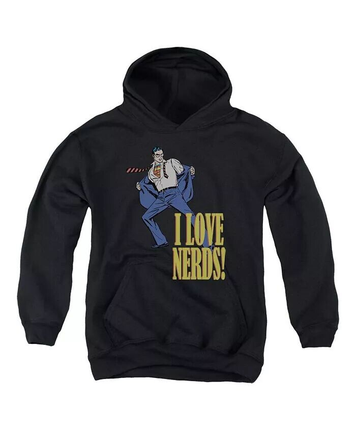 

Толстовка с капюшоном I Love Nerds для мальчиков и девочек DC Comics, черный