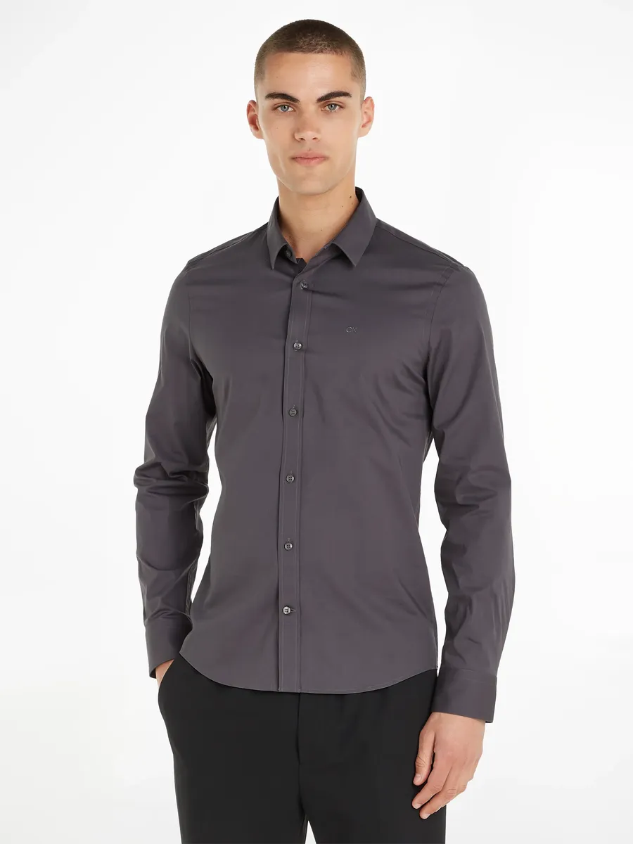 

Рубашка Calvin Klein с длинными рукавами "SLIM FIT STRETCH POPLIN", с воротником Kent, цвет Iron Gate