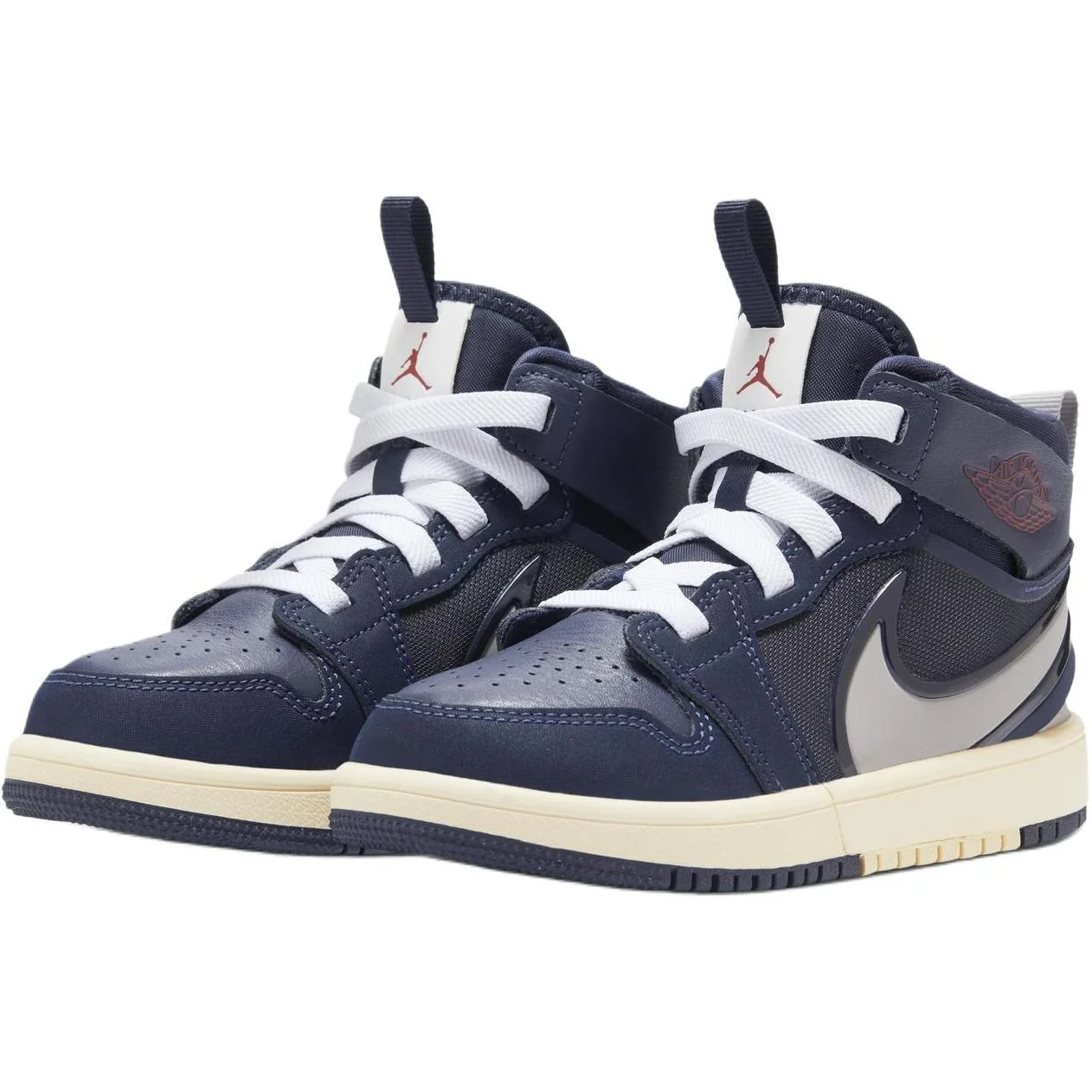 Детские баскетбольные кроссовки Jordan, Dark Navy Blue/Elegant Gray/Campus Red/Cotton White/White — фото 4
