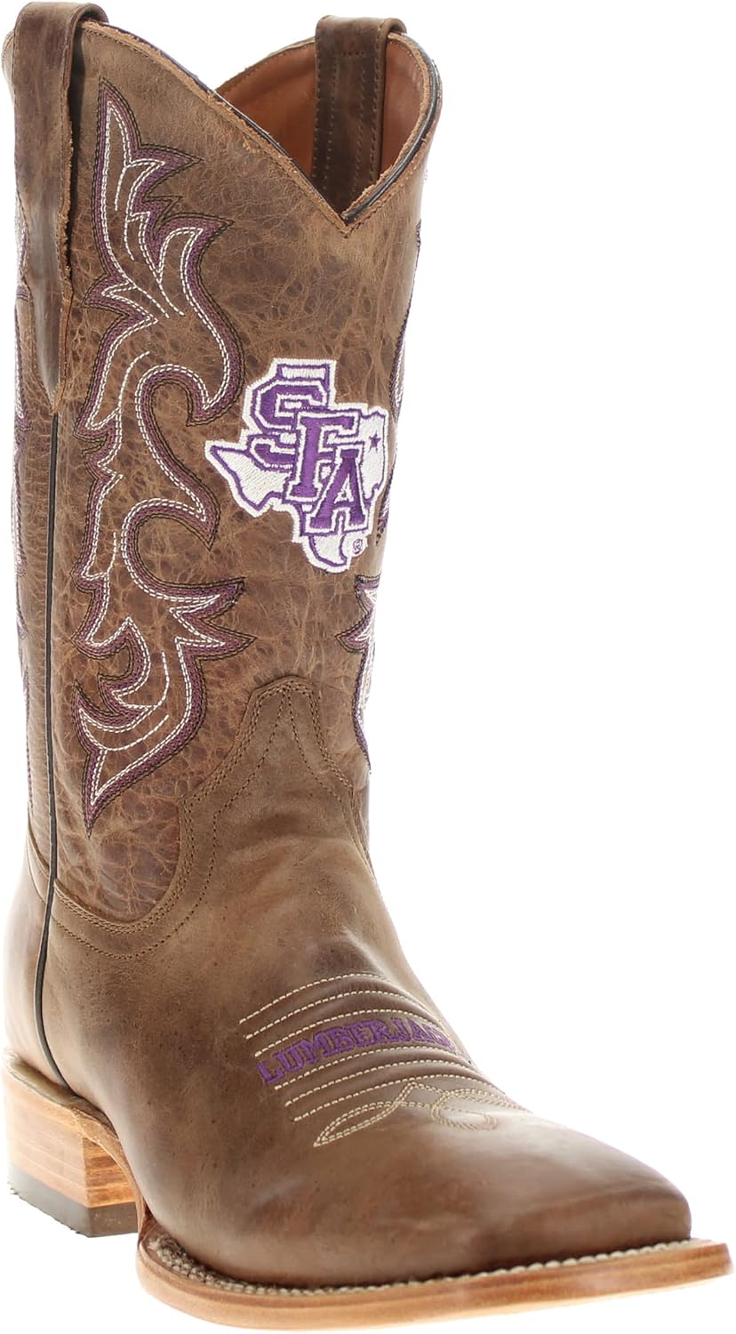 

Мужские ковбойские сапоги Vaccari Luke из натуральной кожи с вышивкой NCAA, широким квадратным носком, 8.5 Stephen F. Austin Lumberjacks
