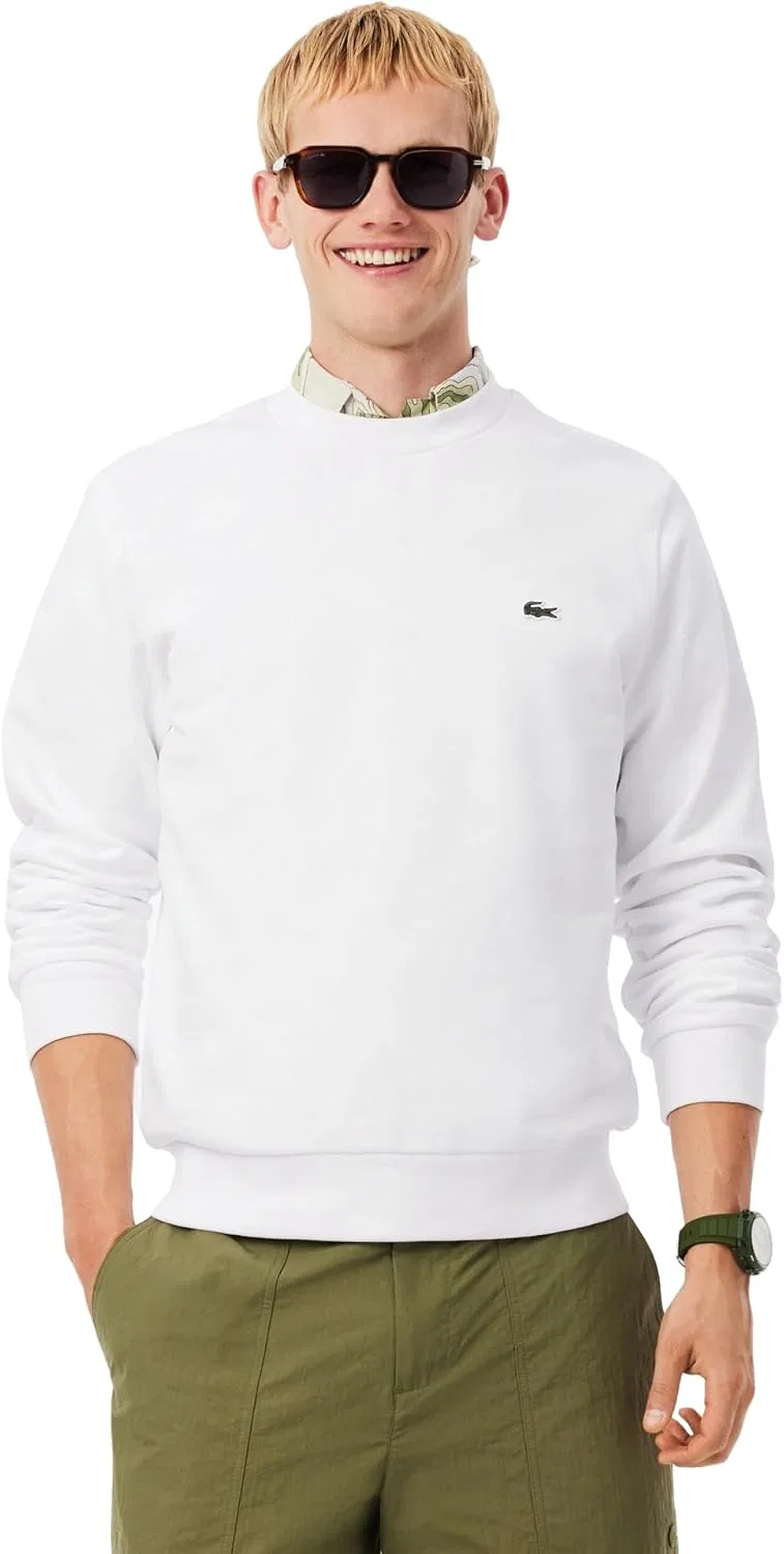 Толстовка мужская Lacoste классического кроя, флисовая, с воротником из пике, синий — фото 4
