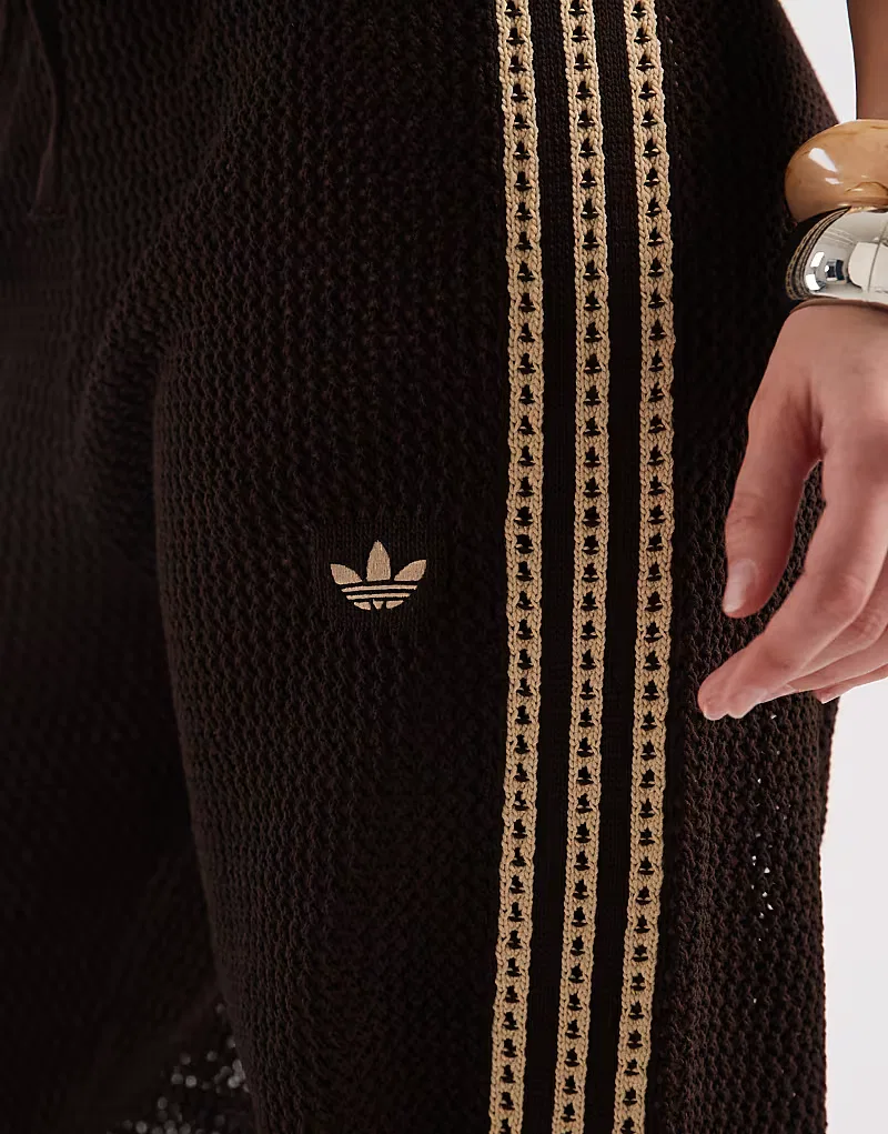 Вязаные спортивные брюки Adidas Originals, коричневый — фото 2