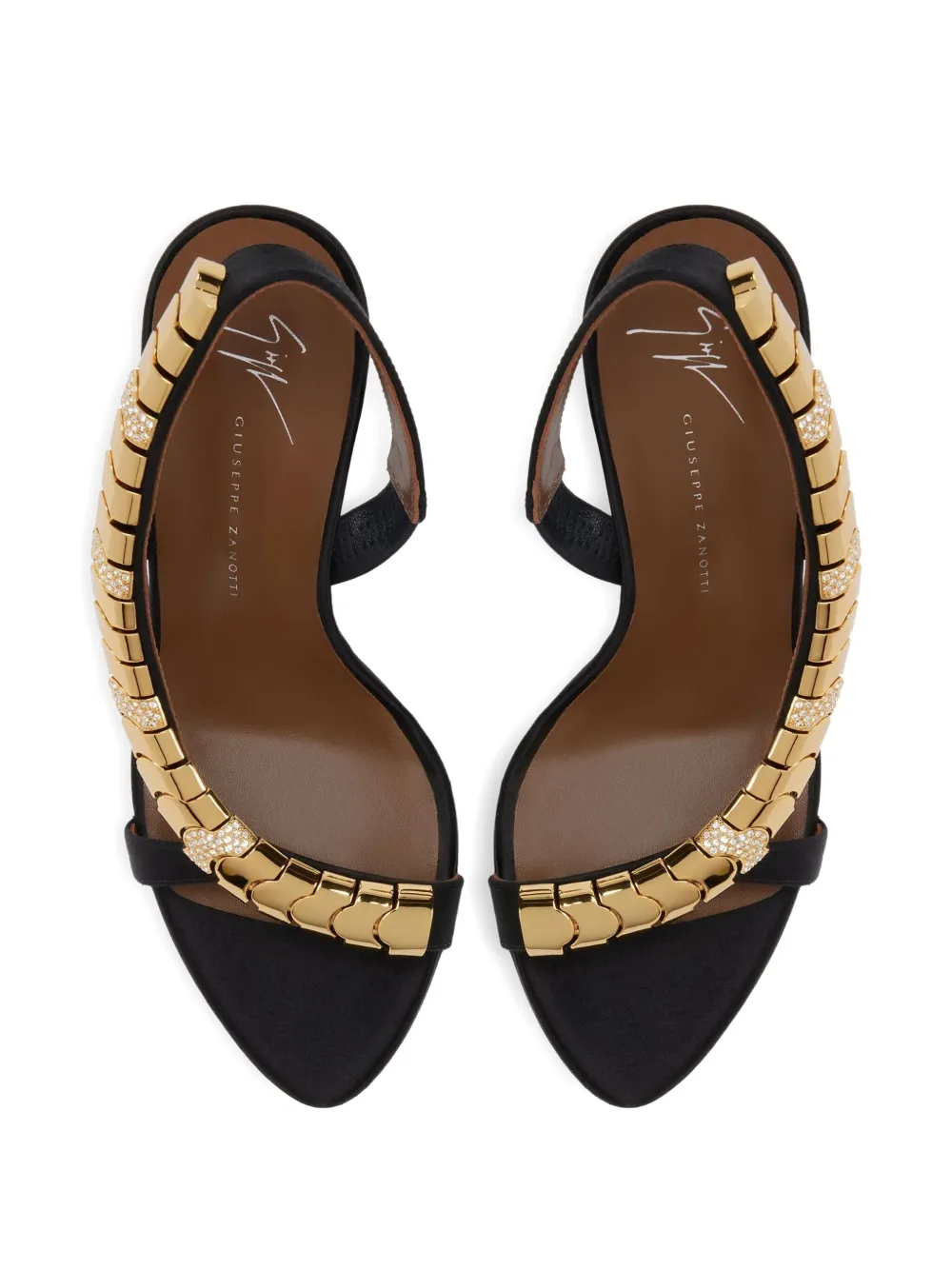 Атласные босоножки Dafne 105 с ремешком на пятке Giuseppe Zanotti, черный — фото 3