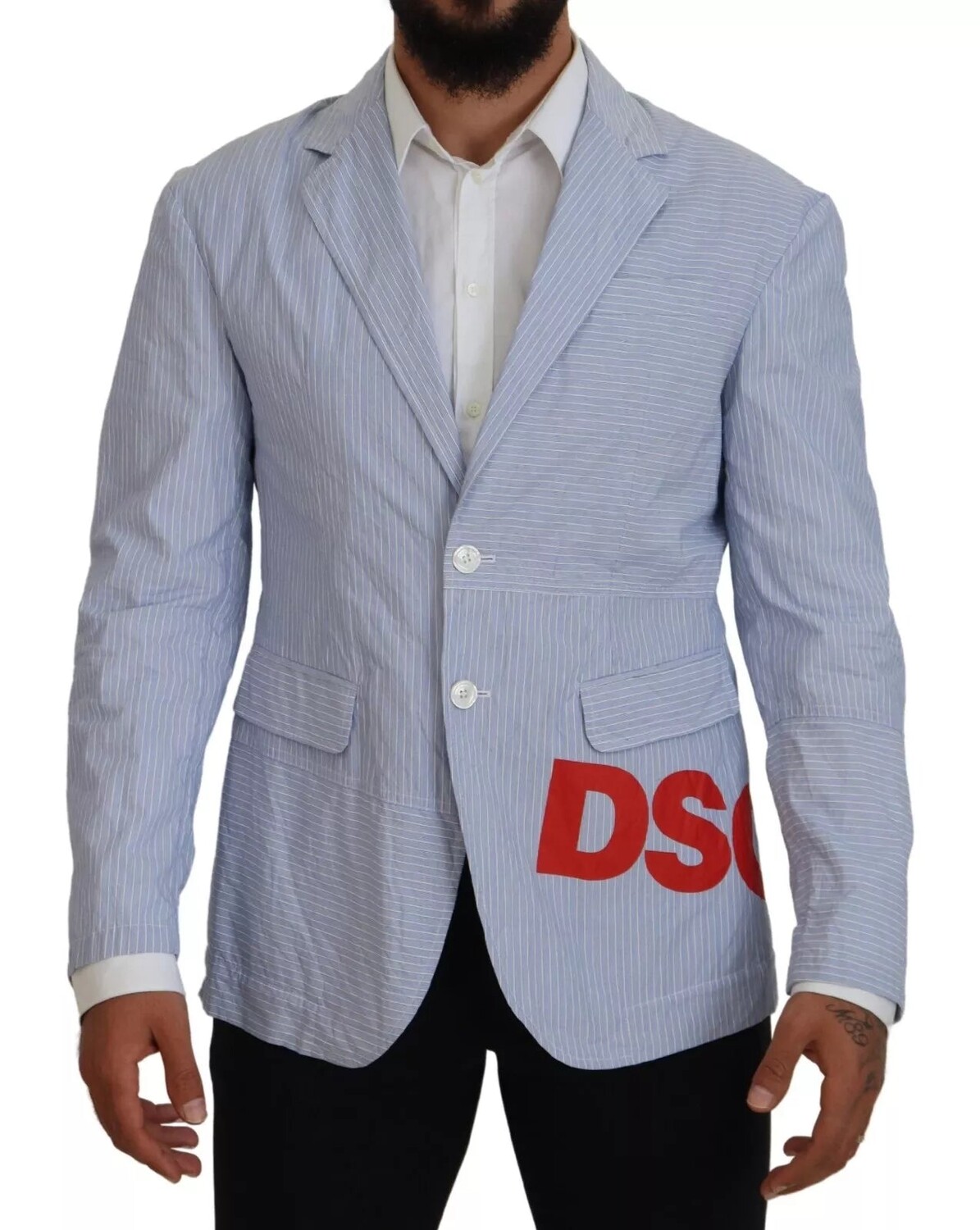 

Dsqua² Однобортный деловой мужской пиджак в полоску DSquared, синий