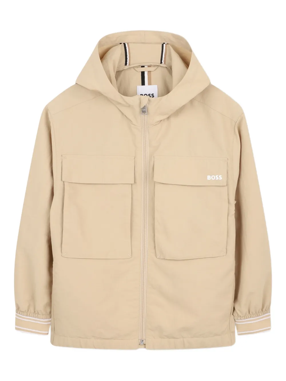 

Ветровка с капюшоном и логотипом Boss Kidswear, бежевый