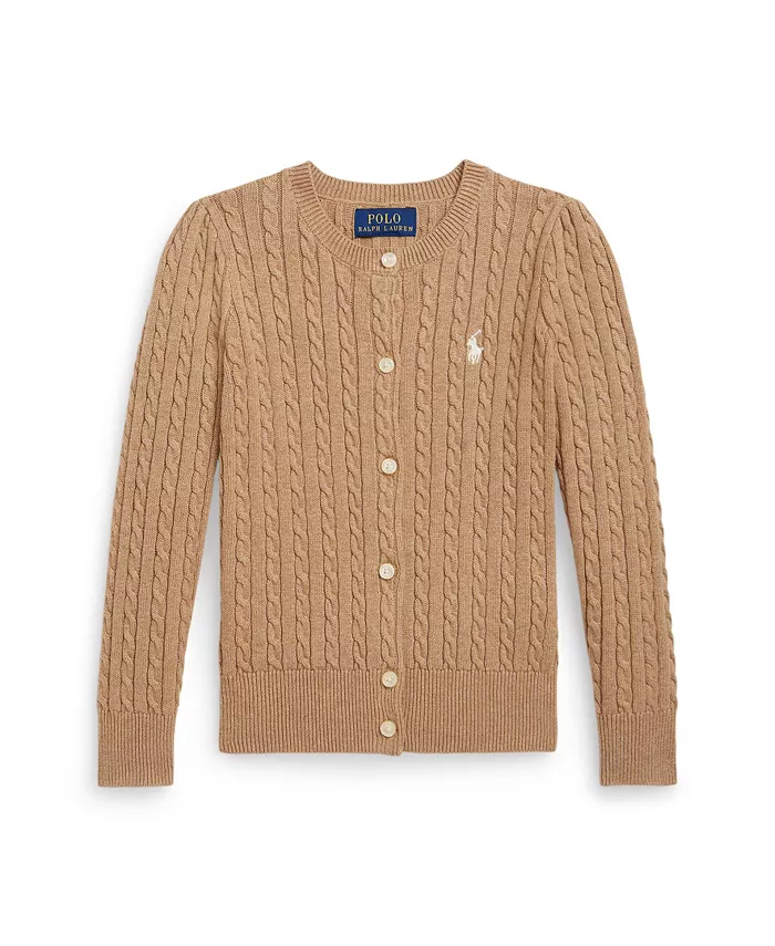 

Кардиган для девочек Mini Cable из хлопка Polo Ralph Lauren, коричневый/бежевый