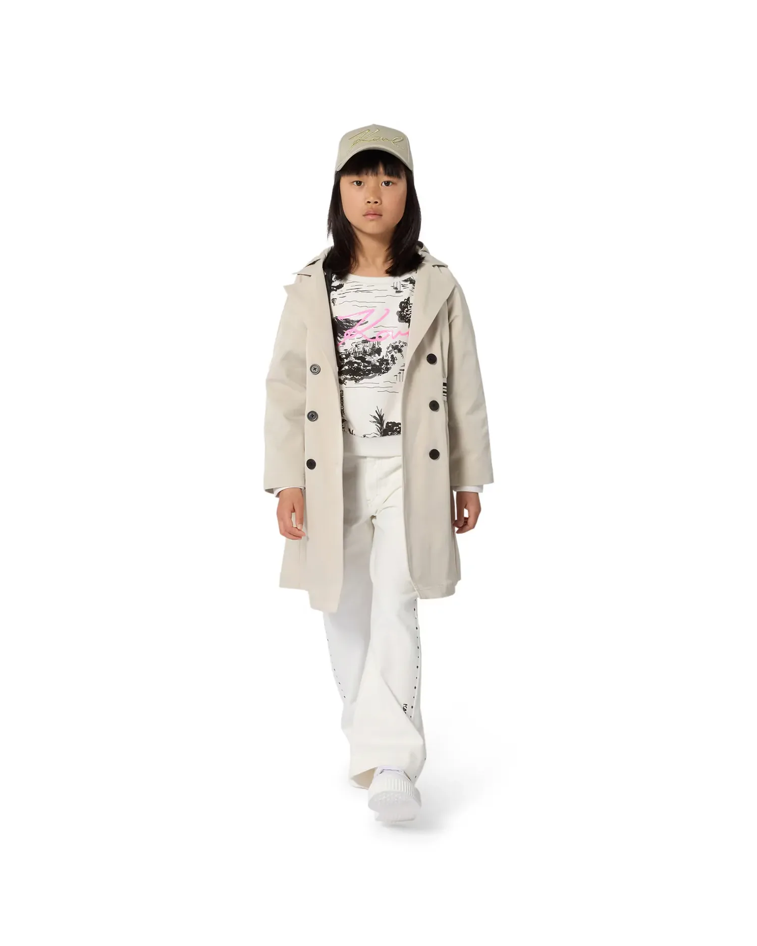 Девочковая толстовка без капюшона с цветами из хлопка Karl Lagerfeld Kids, черный — фото 2