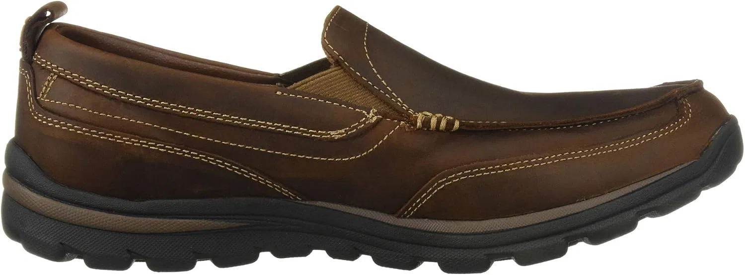 Мужские слипоны Skechers Superior - Gains 63697Moc Toe, Dark Brown — фото 2