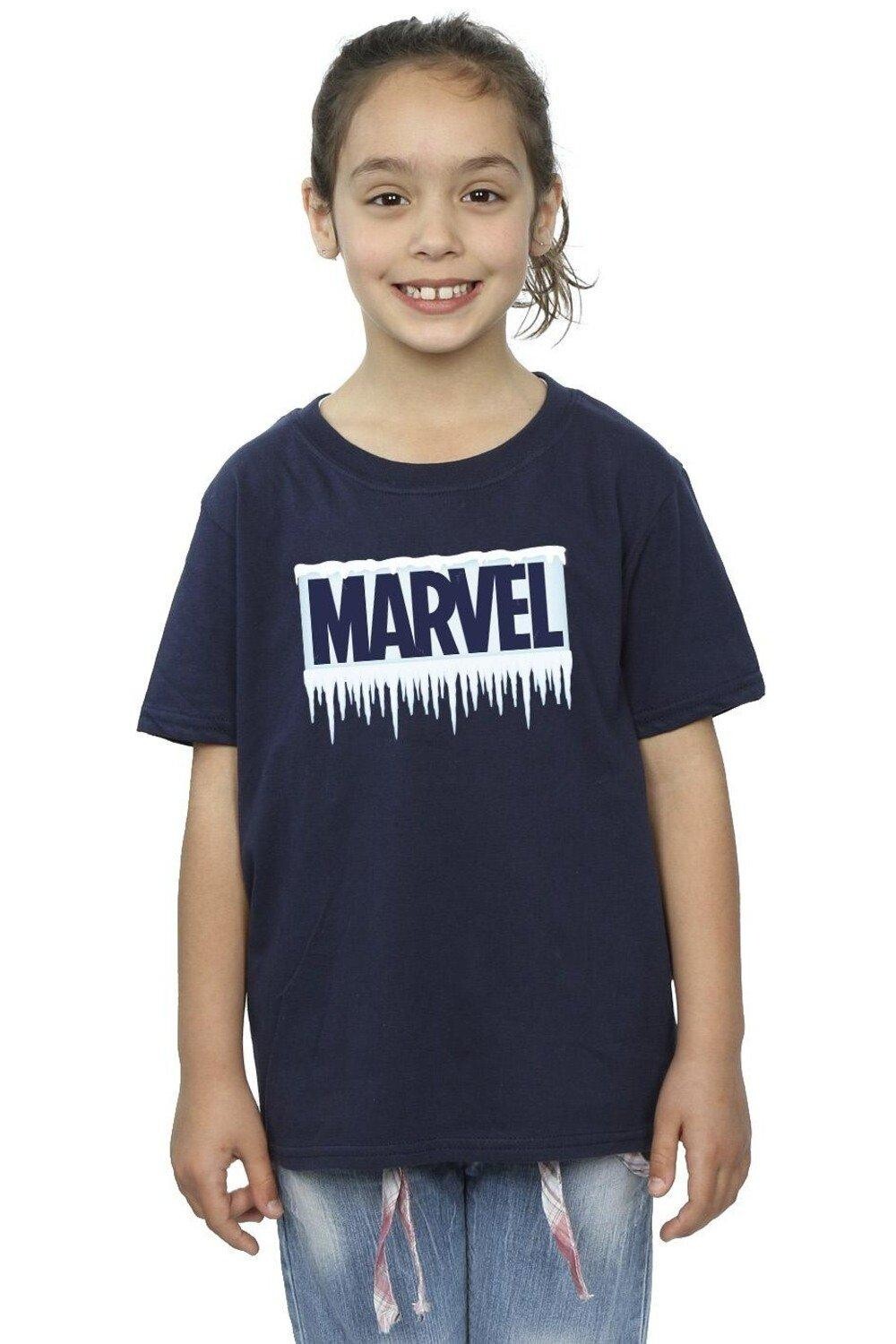 

Хлопковая футболка с логотипом Icicle Marvel, темно-синий