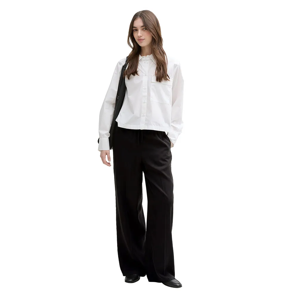 

Брюки Tom Tailor Paperbag Wide Leg, черный