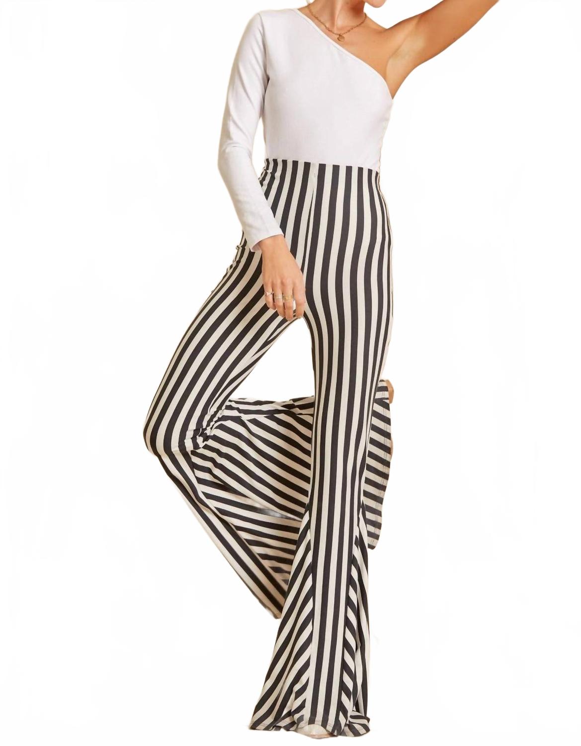 

Полосатые брюки-клеш Пейдж в цвете слоновая кость и черный ANDREE BY UNIT