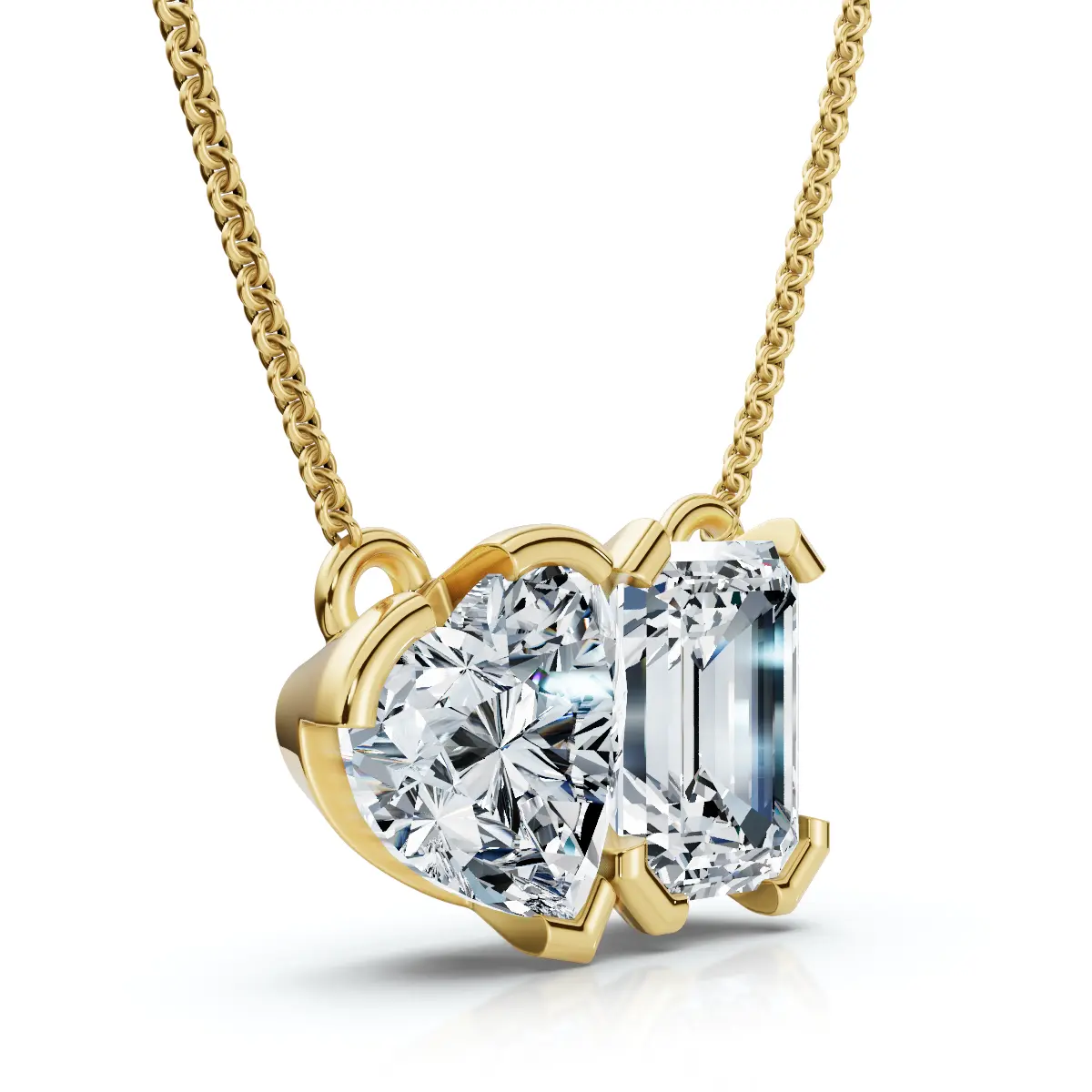 

Подвеска Toi Et Moi Heart Emerald Diamond Cuestion 2Ct, ожерелье из 14-каратного золота, выращенное в лаборатории Pompeii2, желтый