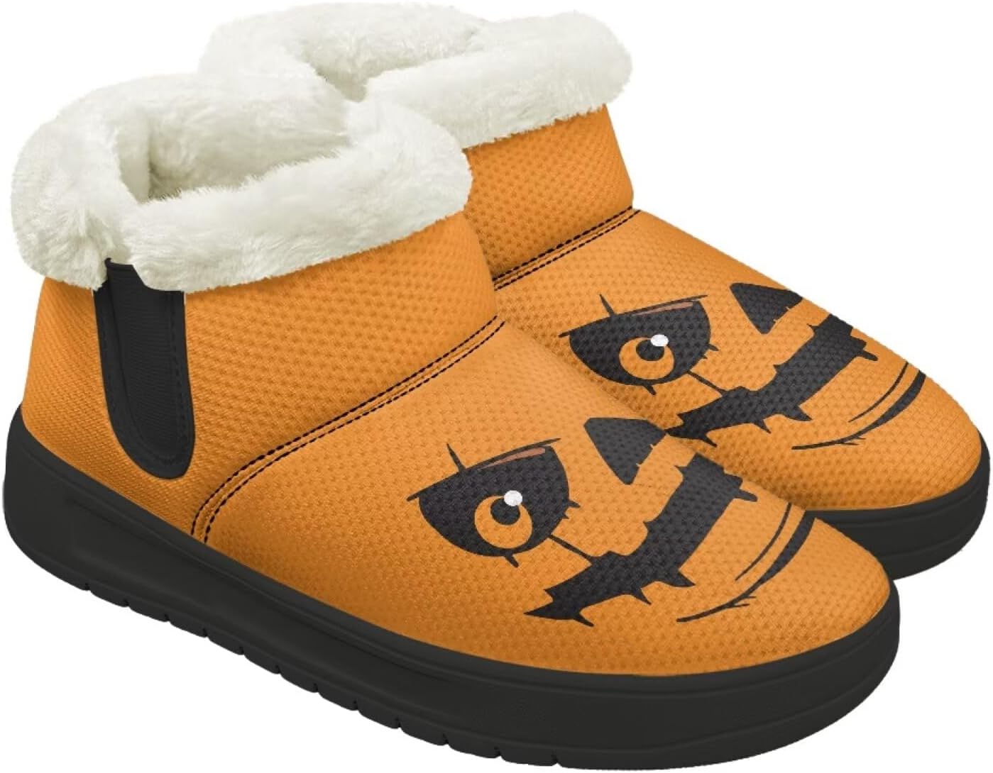 

Женские и мужские зимние ботинки Forchrinse на Хэллоуин с меховой подкладкой, модные теплые ботильоны, Halloween