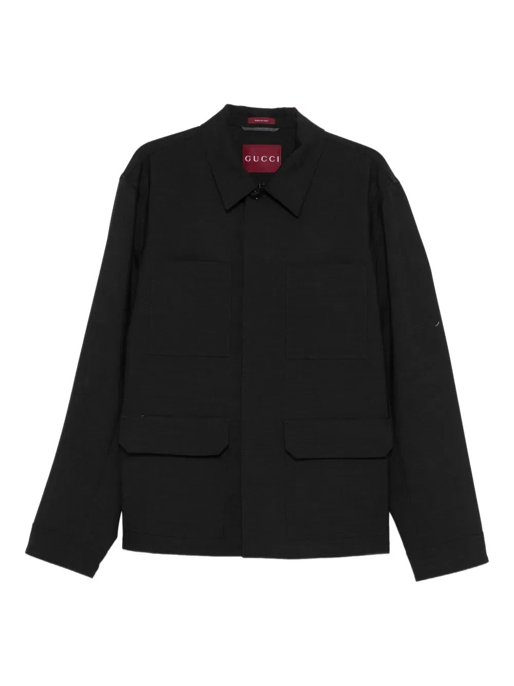 Рубашка-куртка Gucci шерстяная, классический крой, темно-серый
