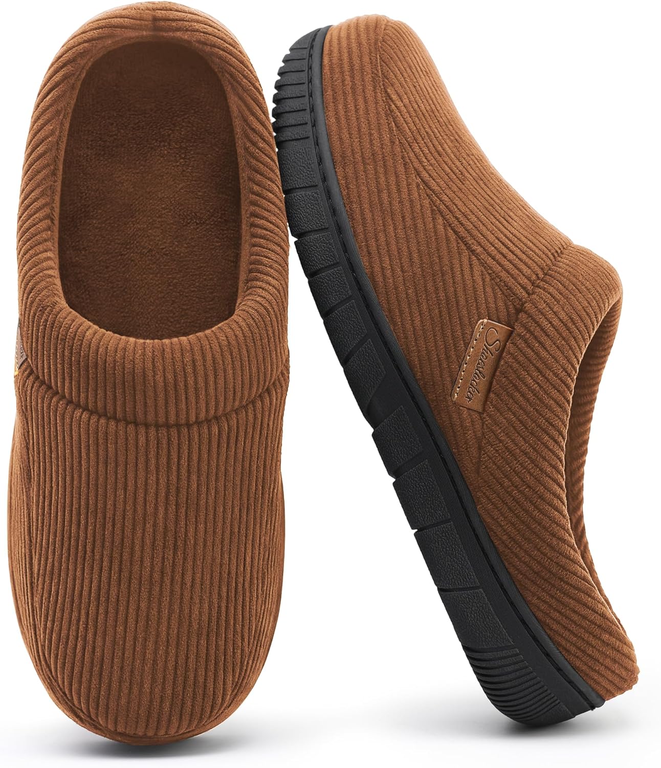 

Мужские тапочки Shoeslocker Мокасины Домашние мягкие с памятью формы, на липучке, для дома и улицы, коричневый