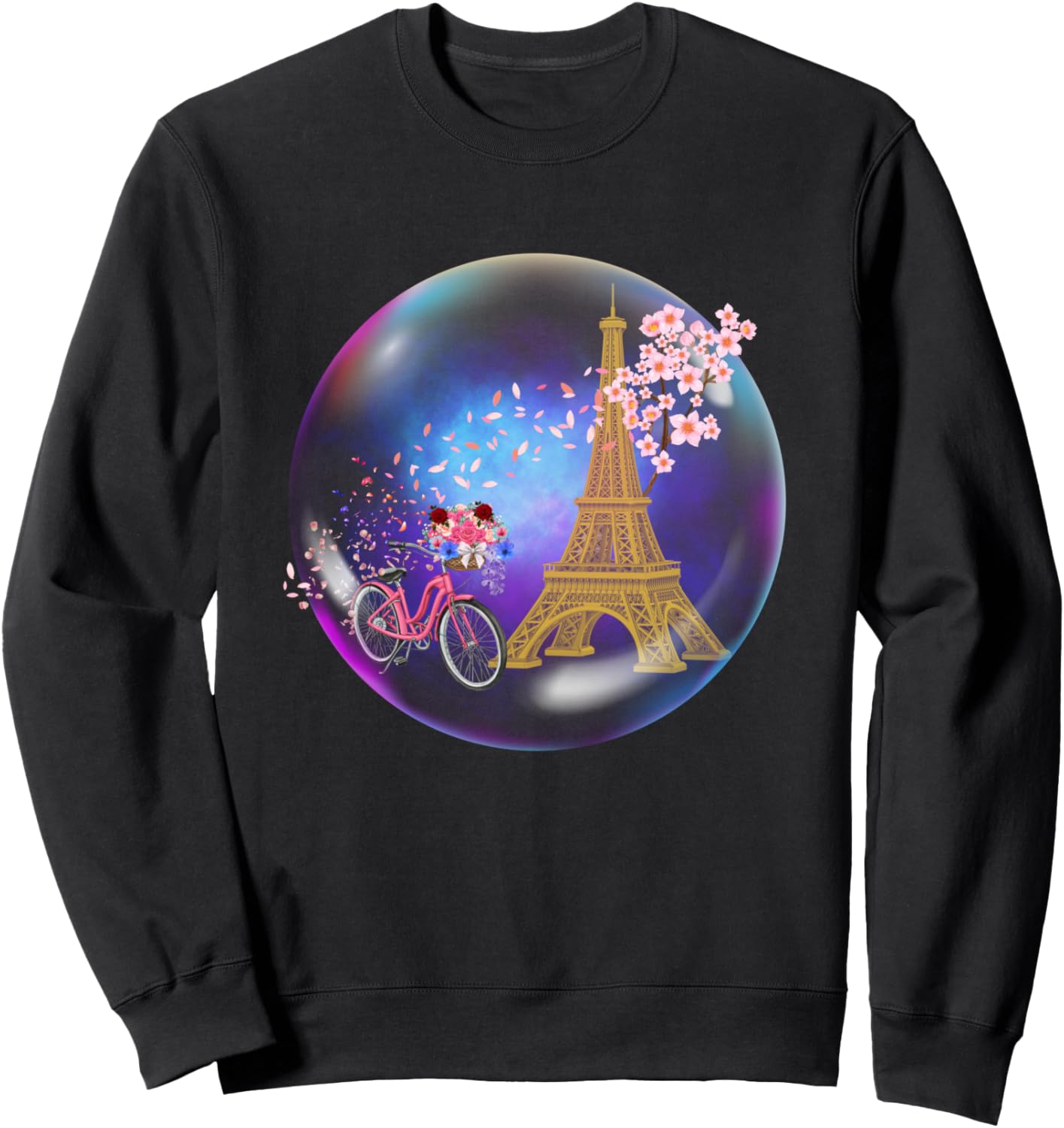 

Сувенирная толстовка с изображением Эйфелевой башни в Париже, пузыря, разноцветного цветка и велосипеда Paris Eiffel Tower Bubble Colorful Flowers Bicycle