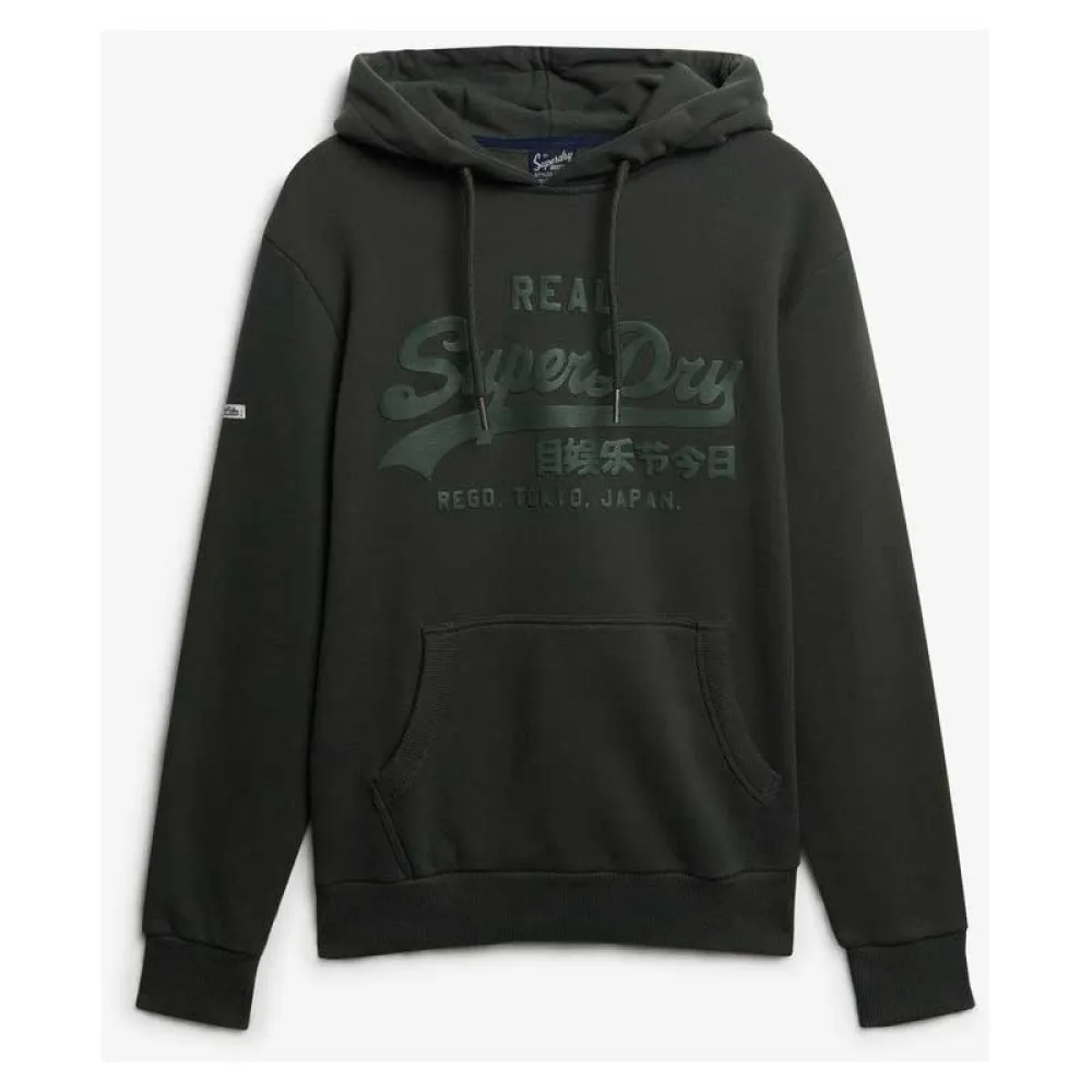 Худи Superdry с винтажным логотипом в тон, зеленый — фото 3
