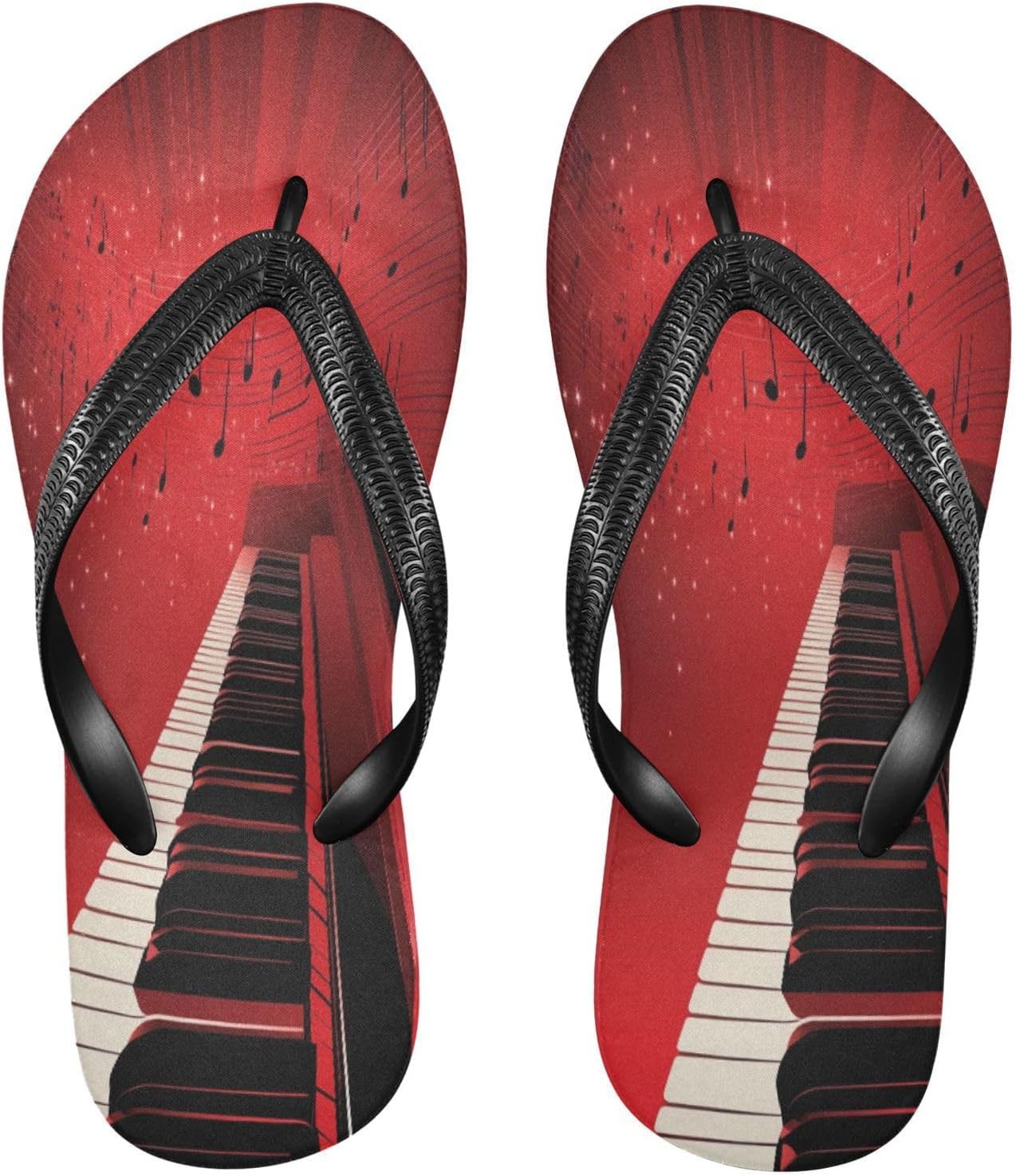 

Пляжные шлепанцы красного цвета с принтом пианино, резиновые, нескользящие, летние тапочки для мужчин и женщин Sinestour
