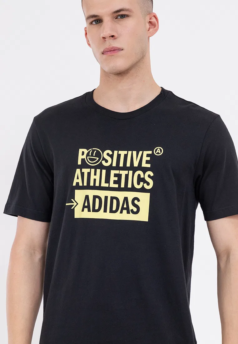 Футболка с принтом, короткий рукав, Lounge Verbiage Adidas, черный — фото 4