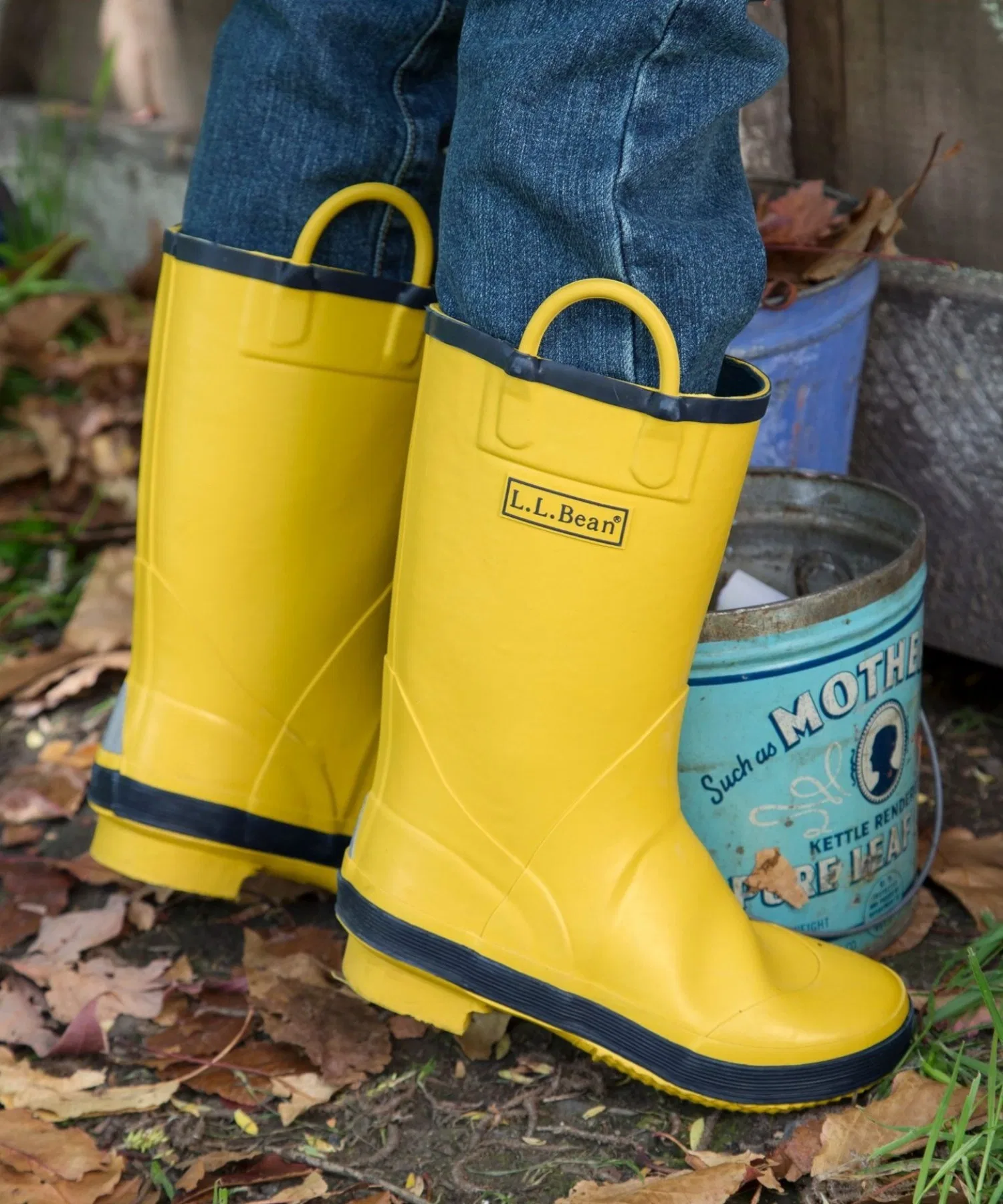 Детские резиновые сапоги L.L.Bean с отражателями жёлтые