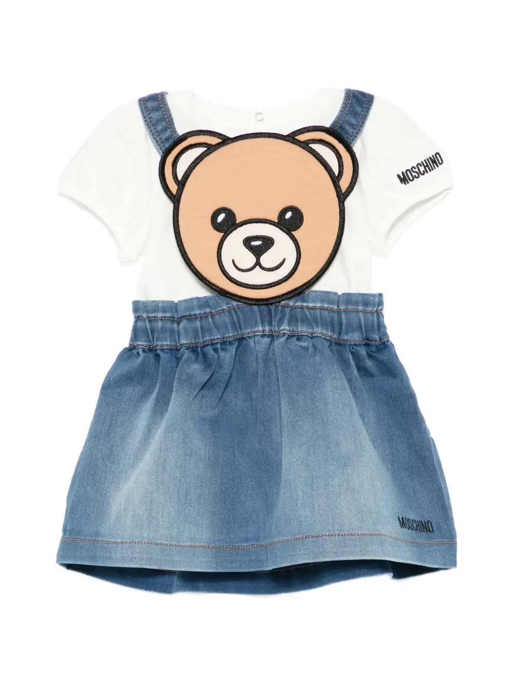Комплект из джинсовой юбки и топа Moschino Kids, синий