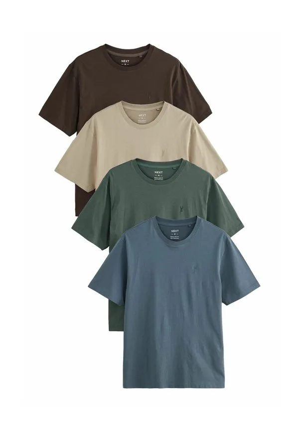 Комплект из 4 обычных базовых футболок Next, Blue Green Neutral Brown