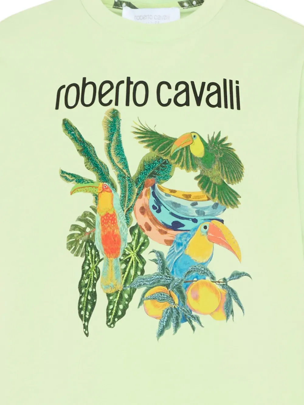 Футболка с короткими рукавами и джунглевым принтом Roberto Cavalli Junior, зеленый — фото 3