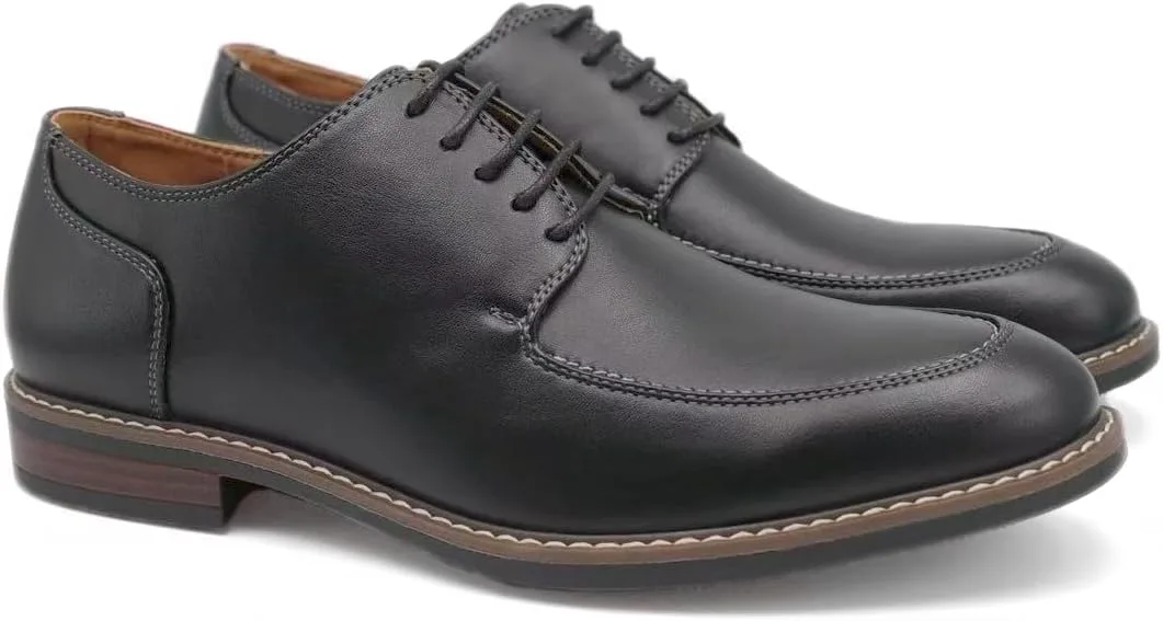 Туфли Finishing & Sewing Men's Moc Toe Lace Up Oxford Dress Shoes, черный — фото 3