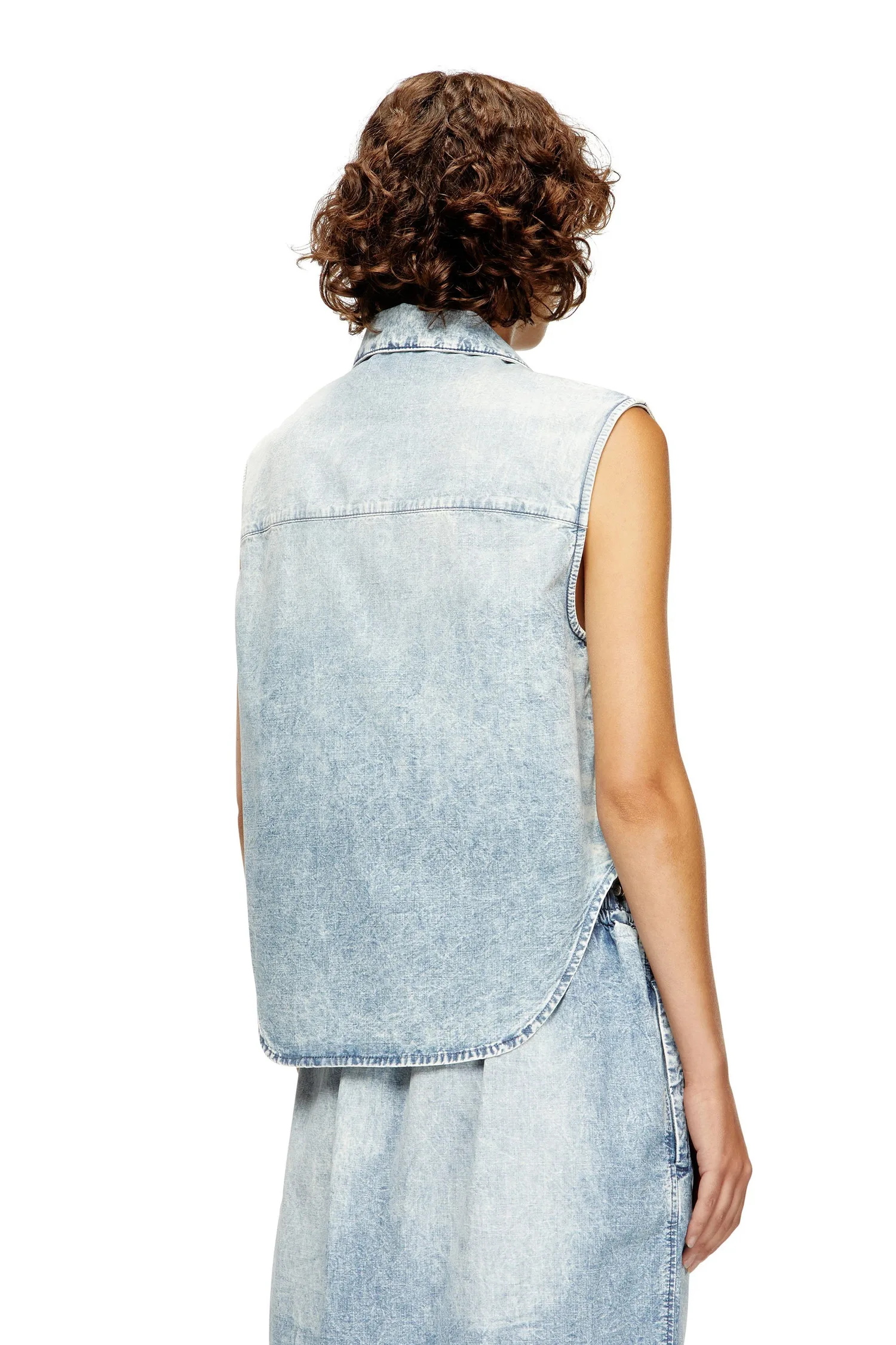 Женская джинсовая рубашка без рукавов DE-NABI-S Diesel, Light Indigo Blue — фото 3