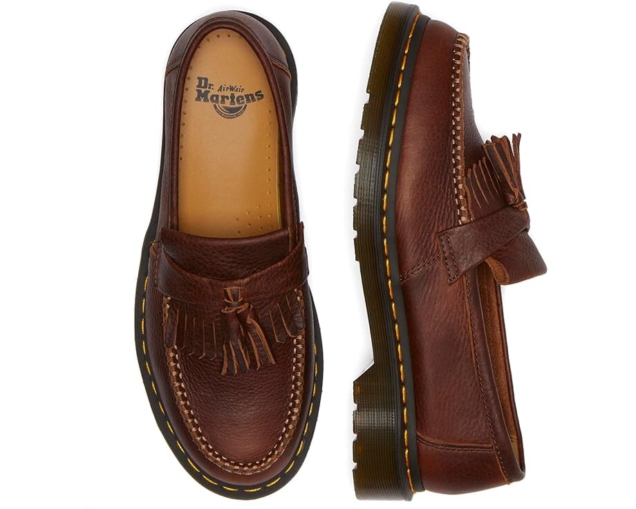Лоферы Dr. Martens Adrian Yellow Stitch Leather Loafers, цвет Cashew — фото 2