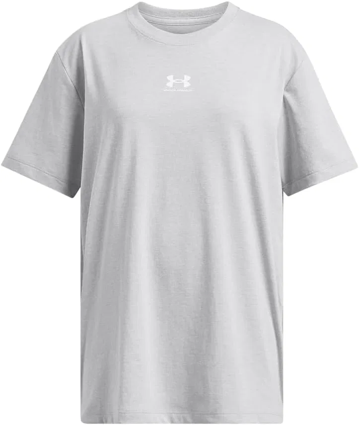 Футболка детская Oversized Under Armour, модный серый светлый хэзер/белый