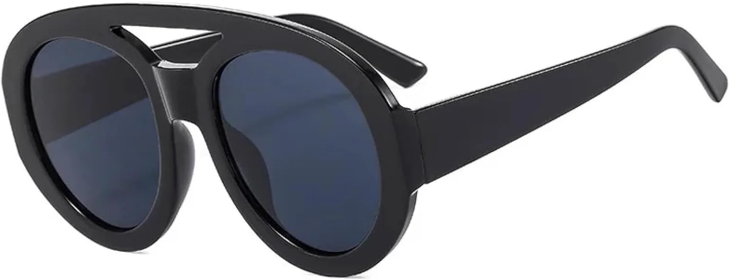 

Крупные солнцезащитные очки с двойной перемычкой для женщин, классический панк, желтый цвет, модные, защита от УФ-излучения UV400 для мужчин TVTBBVV, C1black-black