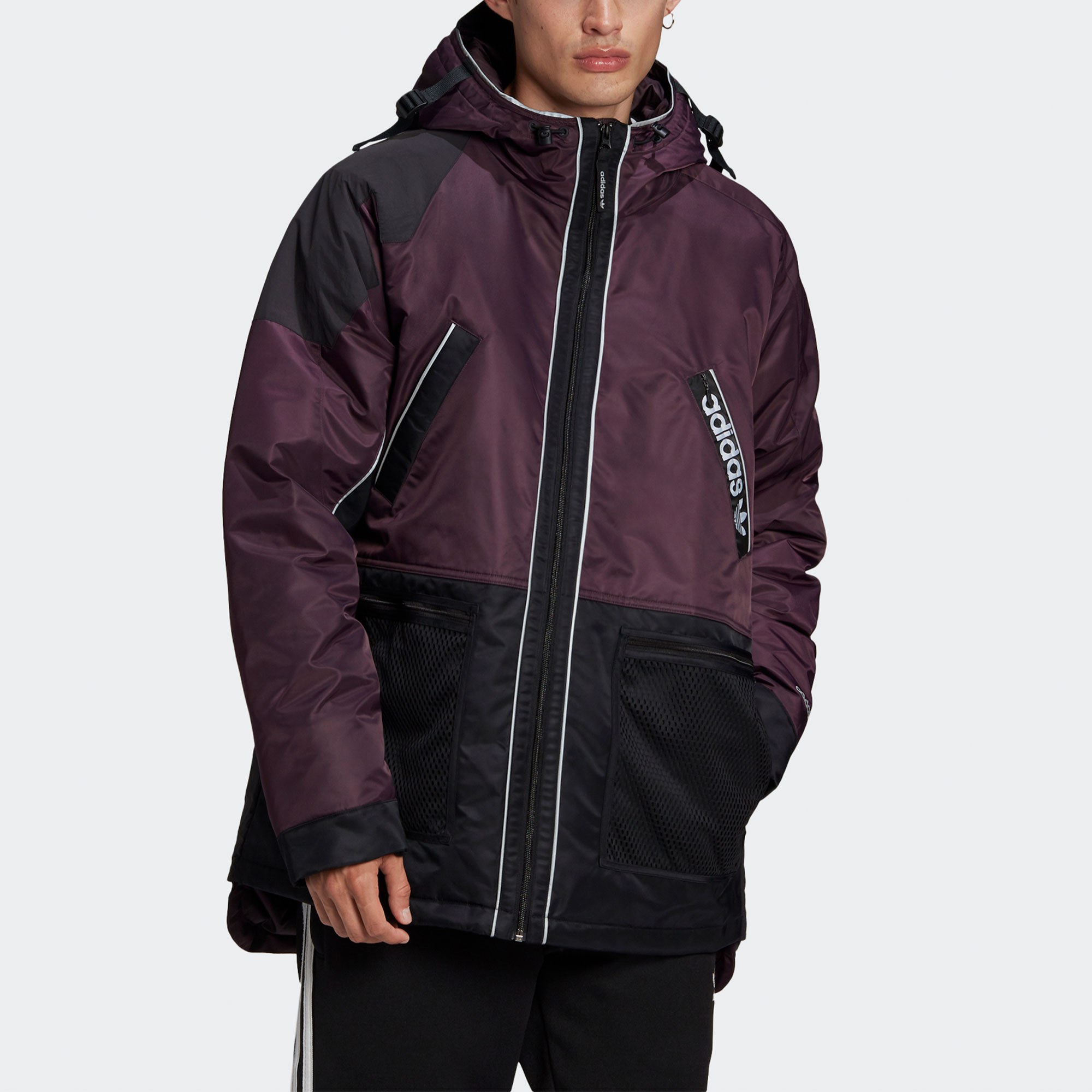 Ярко-розовая красная флуоресцентная куртка пуховик Adidas Originals — фото 3