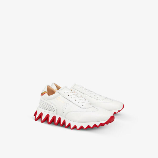 Кроссовки Loubishark из кожи и сетки Christian Louboutin, белый — фото 4