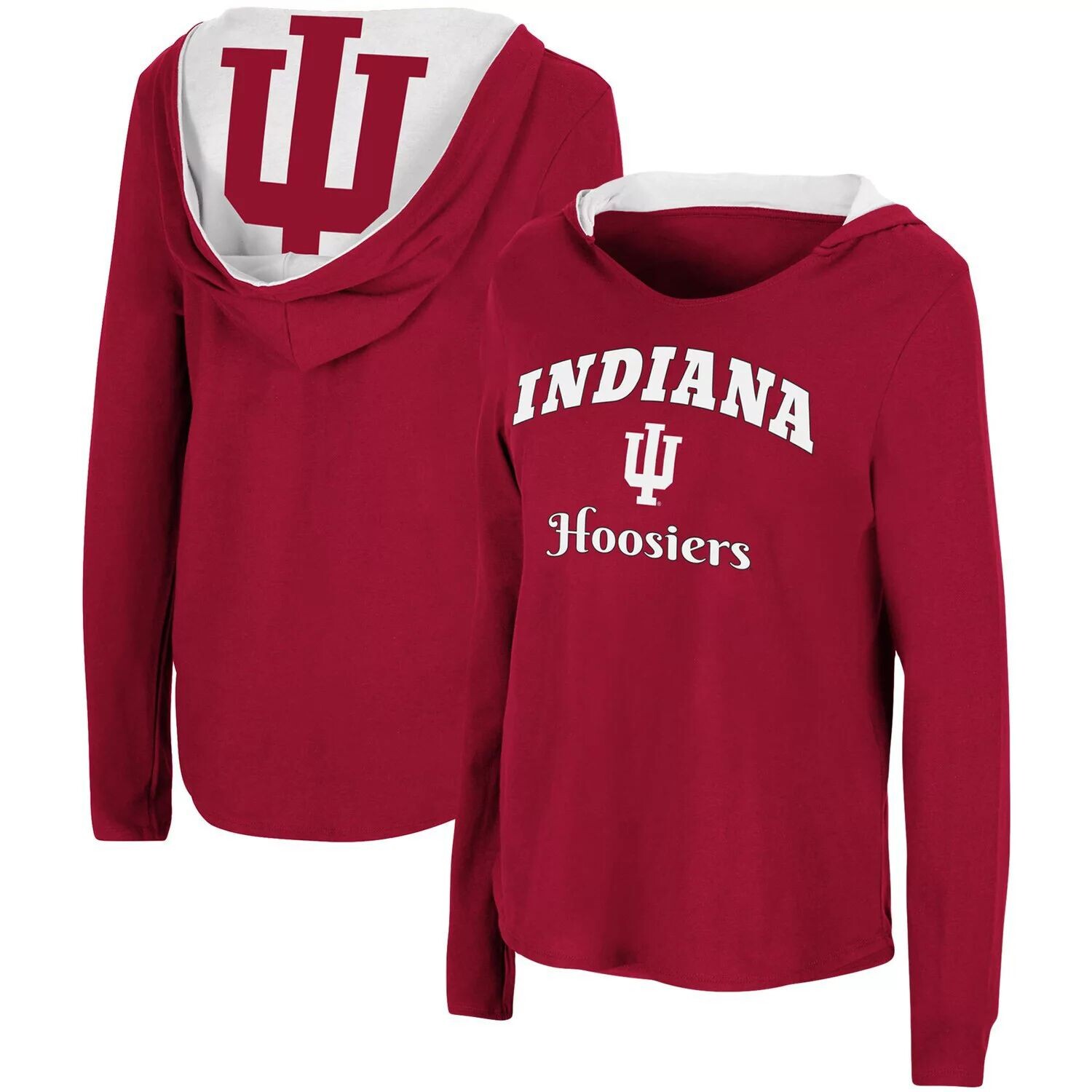 

Женская футболка Colosseum Crimson Indiana Hoosiers Catalina с капюшоном и длинными рукавами Colosseum