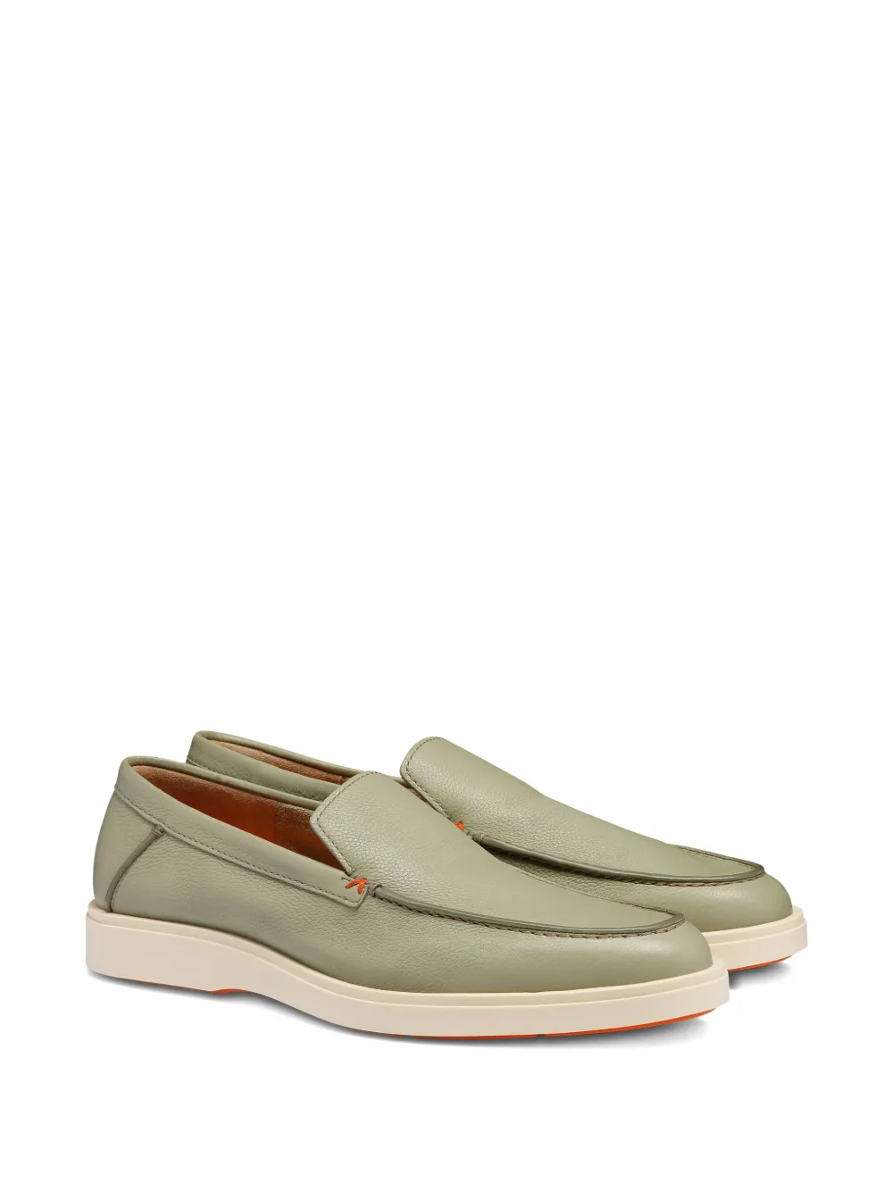 Лоферы из зернистой кожи Santoni, зеленый — фото 2
