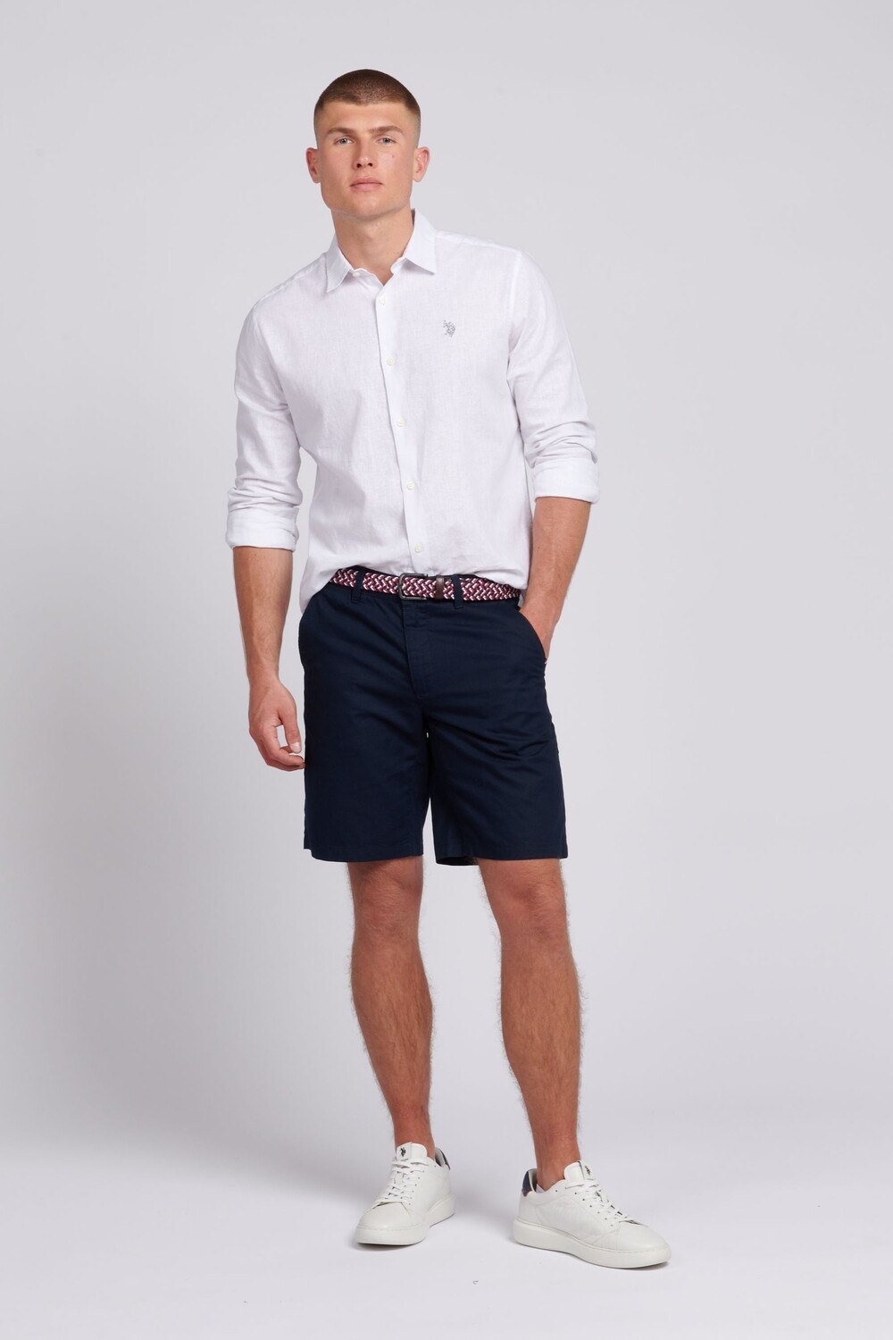 Мужские шорты чинос из смесового льна U.S. Polo Assn, синий — фото 3