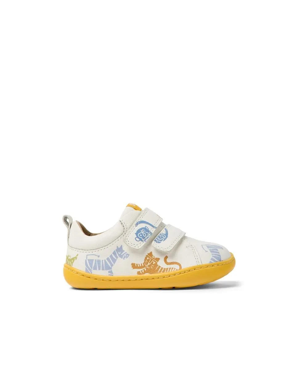 

Детские кожаные кроссовки с принтом животных Camper, пастельно-розовый