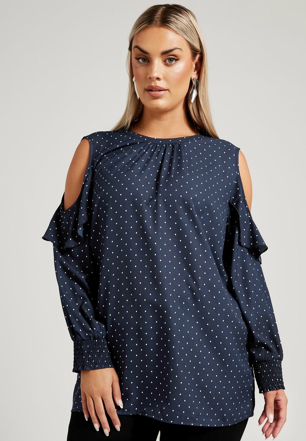 

Блуза SPOT PRINT COLD SHOULDER Yours Clothing, темно-синий