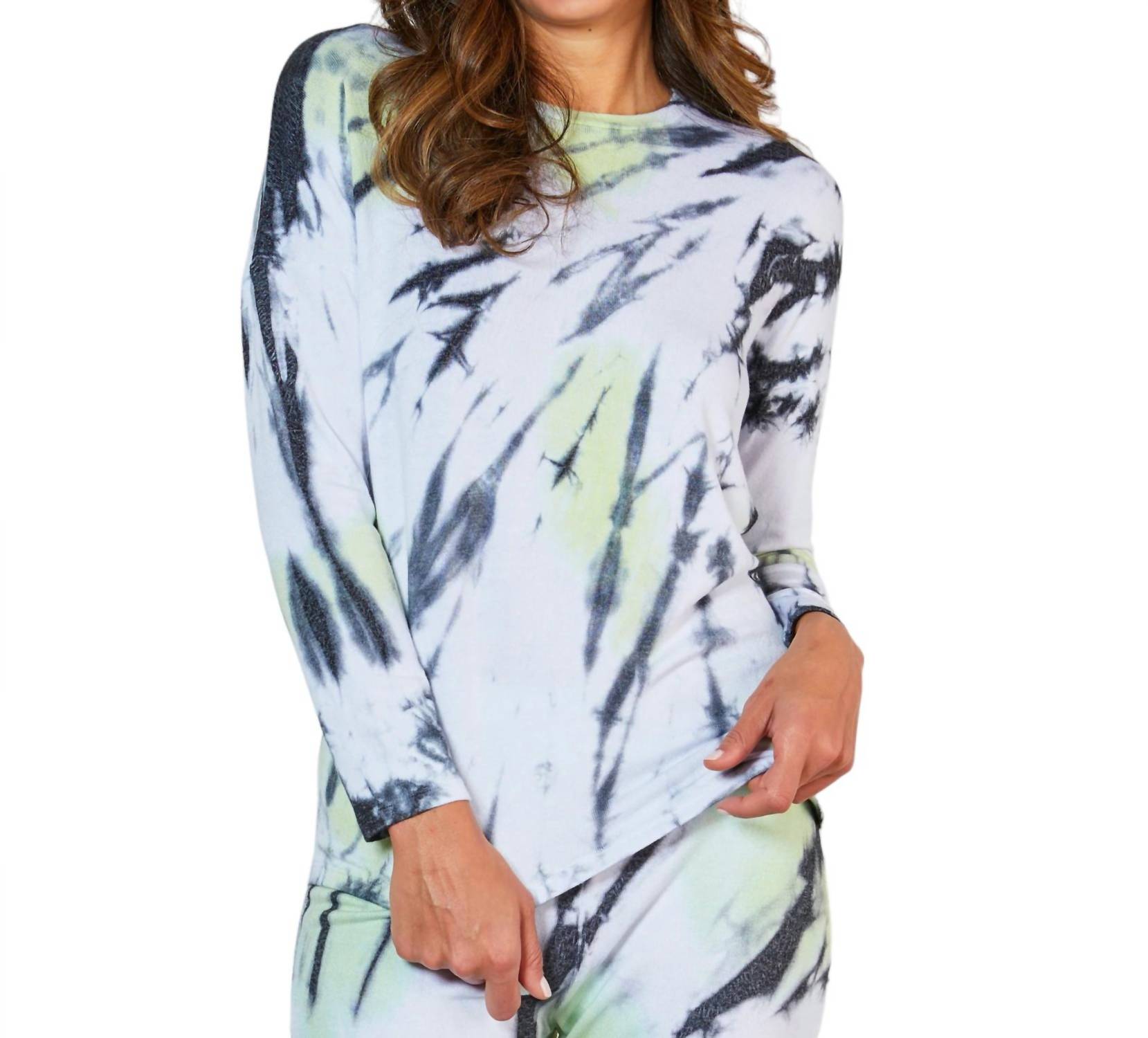 

Футболка с длинными рукавами и глубоким вырезом Marble Wash цвета лайма french kyss, цвет lime